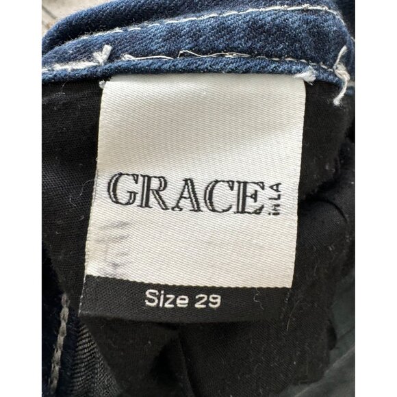 Grace in LA easy fit flare jeans beaded embroidered Y2K 90s sz‎ 29 - Picture 2 of 13
